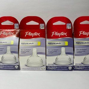 Playtex NaturaLatch Slow Flow Silicone Nipples Baby Bottle 0-3M+ (4) 2 Packs